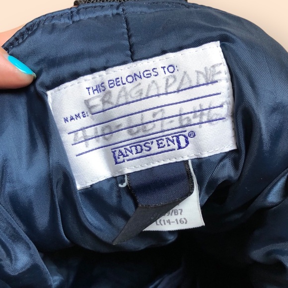 Vintage 90s Lands End Suspender Style Ski Snow Pants Navy Boys Large (14-16) - Picture 12 of 15